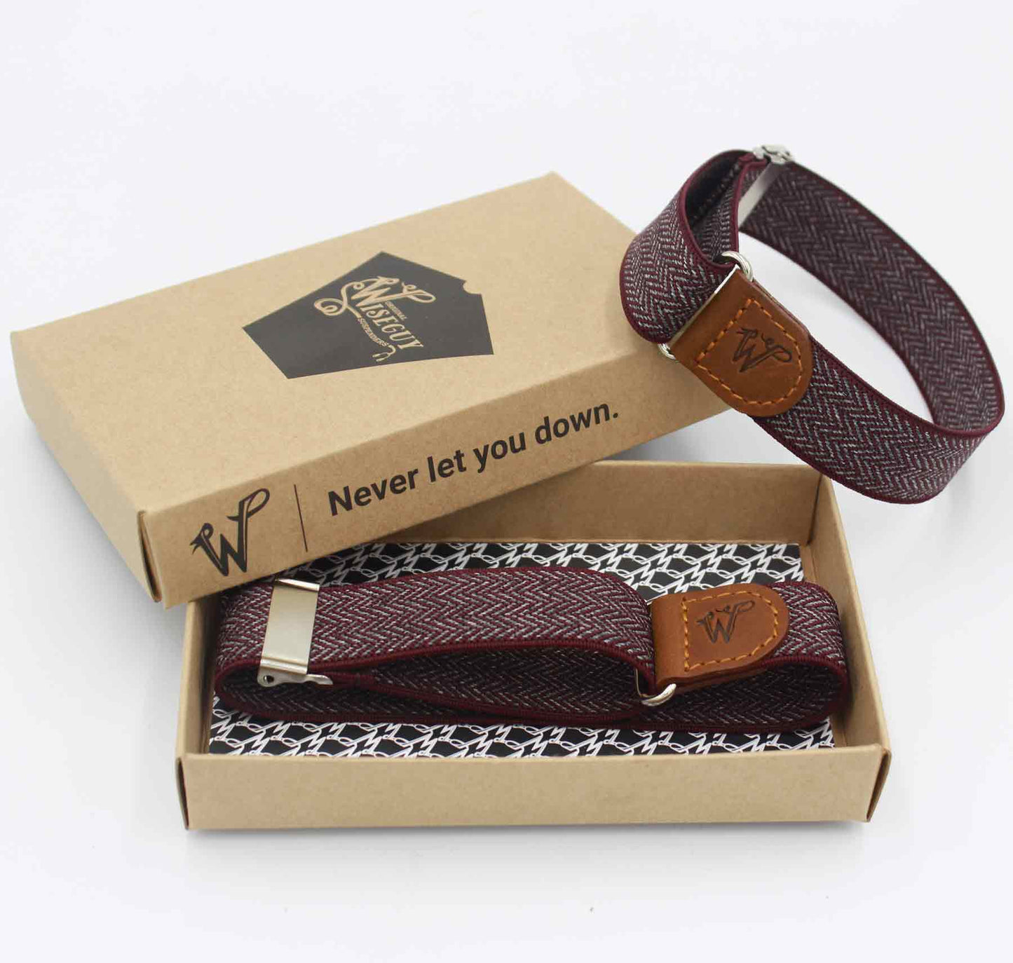Sleeve Garters Herringbone Burgundy No. S432