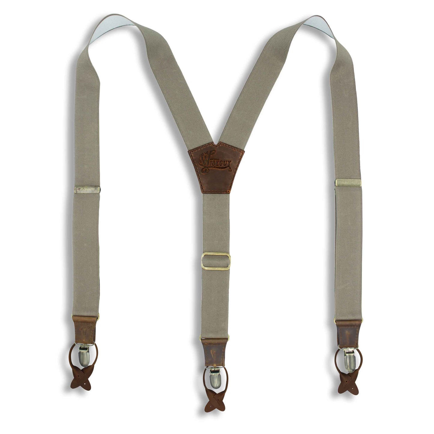 Smokey Beige on Dark Brown Suspenders wide straps (1.36 inch/ 3.5 cm) - Wiseguy Suspenders