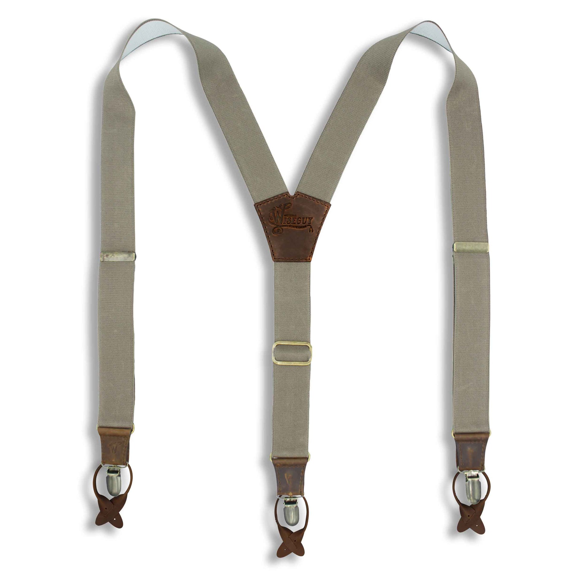 Smokey Beige on Dark Brown Suspenders wide straps (1.36 inch/ 3.5 cm) - Wiseguy Suspenders