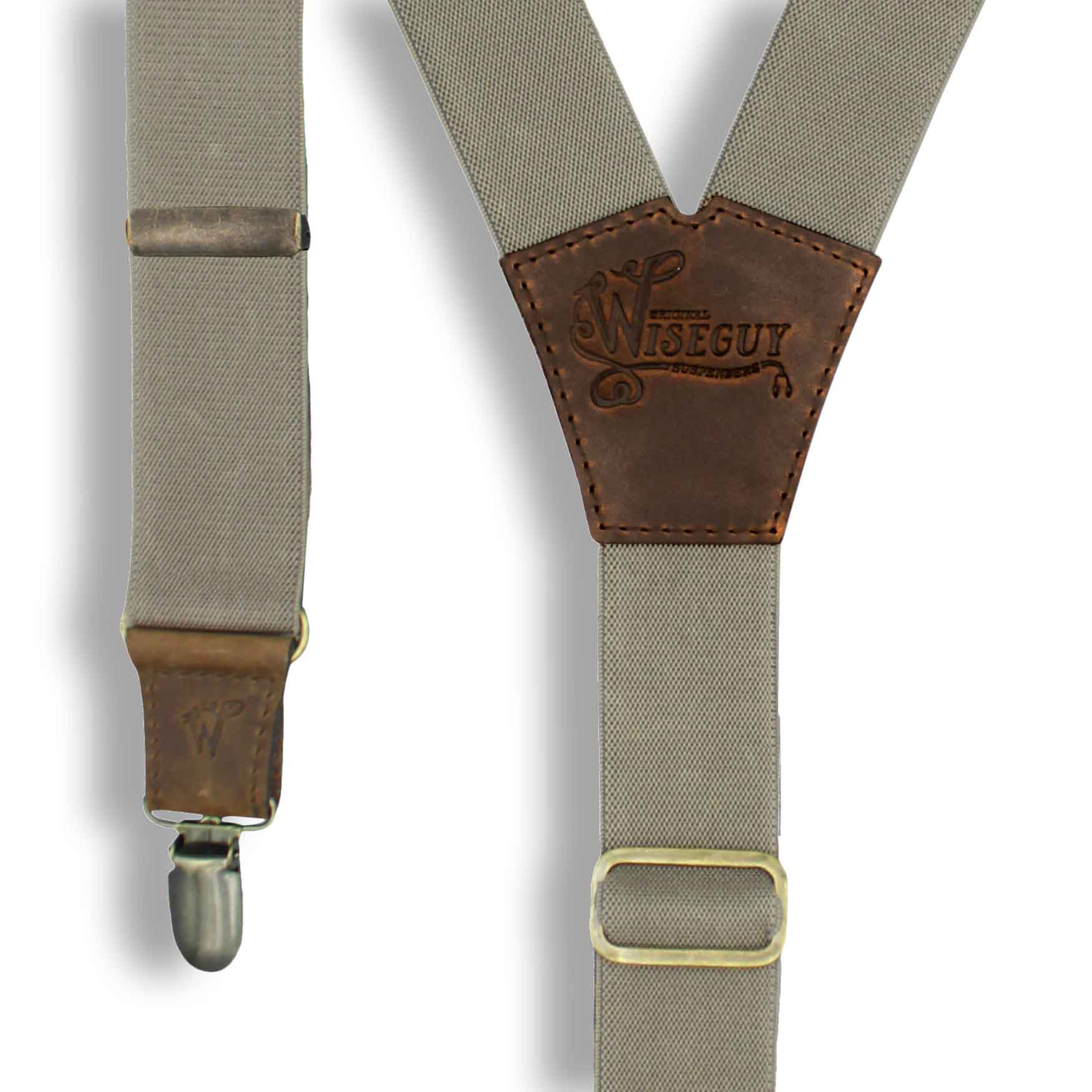Smokey Beige on Dark Brown Suspenders wide straps (1.36 inch/ 3.5 cm) - Wiseguy Suspenders