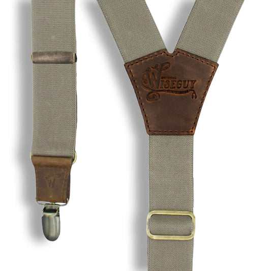 Smokey Beige on Dark Brown Suspenders wide straps (1.36 inch/ 3.5 cm) - Wiseguy Suspenders