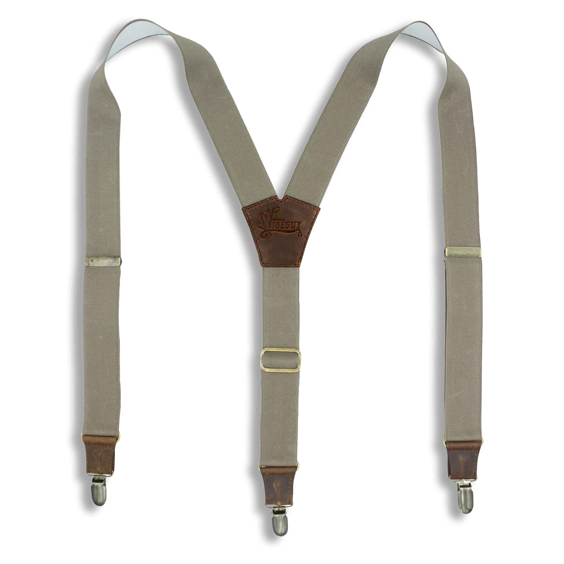 Smokey Beige on Dark Brown Suspenders wide straps (1.36 inch/ 3.5 cm) - Wiseguy Suspenders