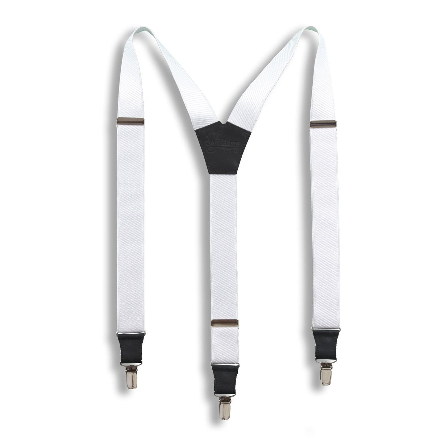 Snow White Suspenders on Black wide straps (1.36 inch/3.5 cm) - Wiseguy Suspenders