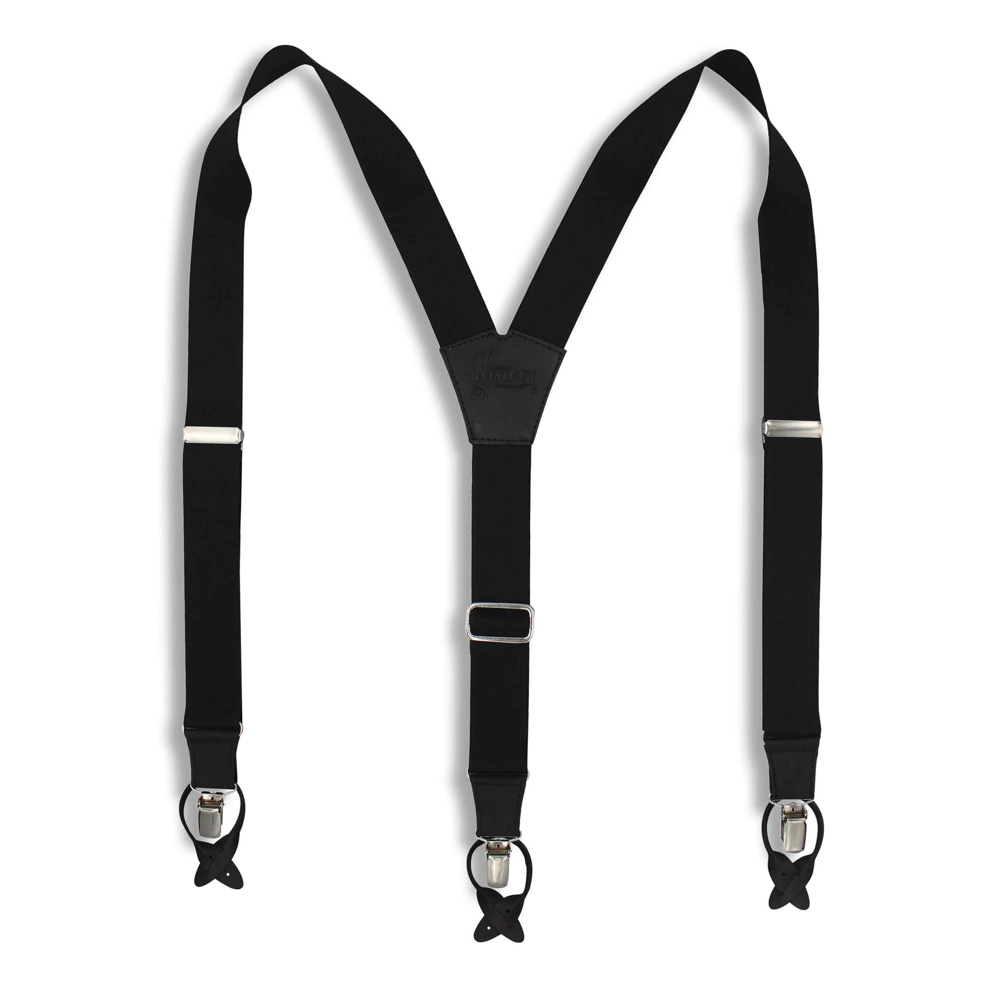 Soul Suspenders Black on Black wide straps (1.36 inch/3.5 cm) - Wiseguy Suspenders