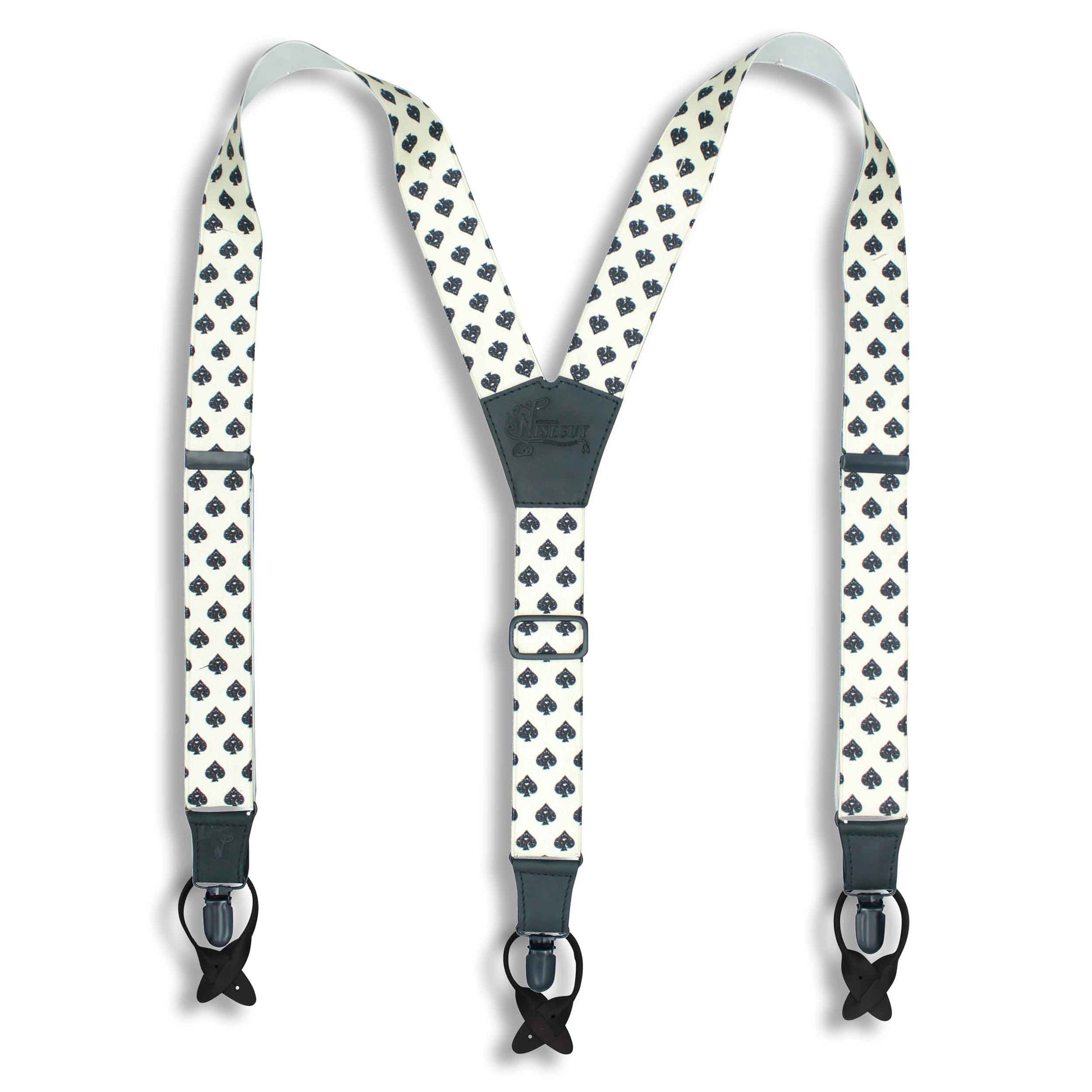 Spades All Black Suspenders wide straps (1.36 inch/ 3.5 cm) - Wiseguy Suspenders