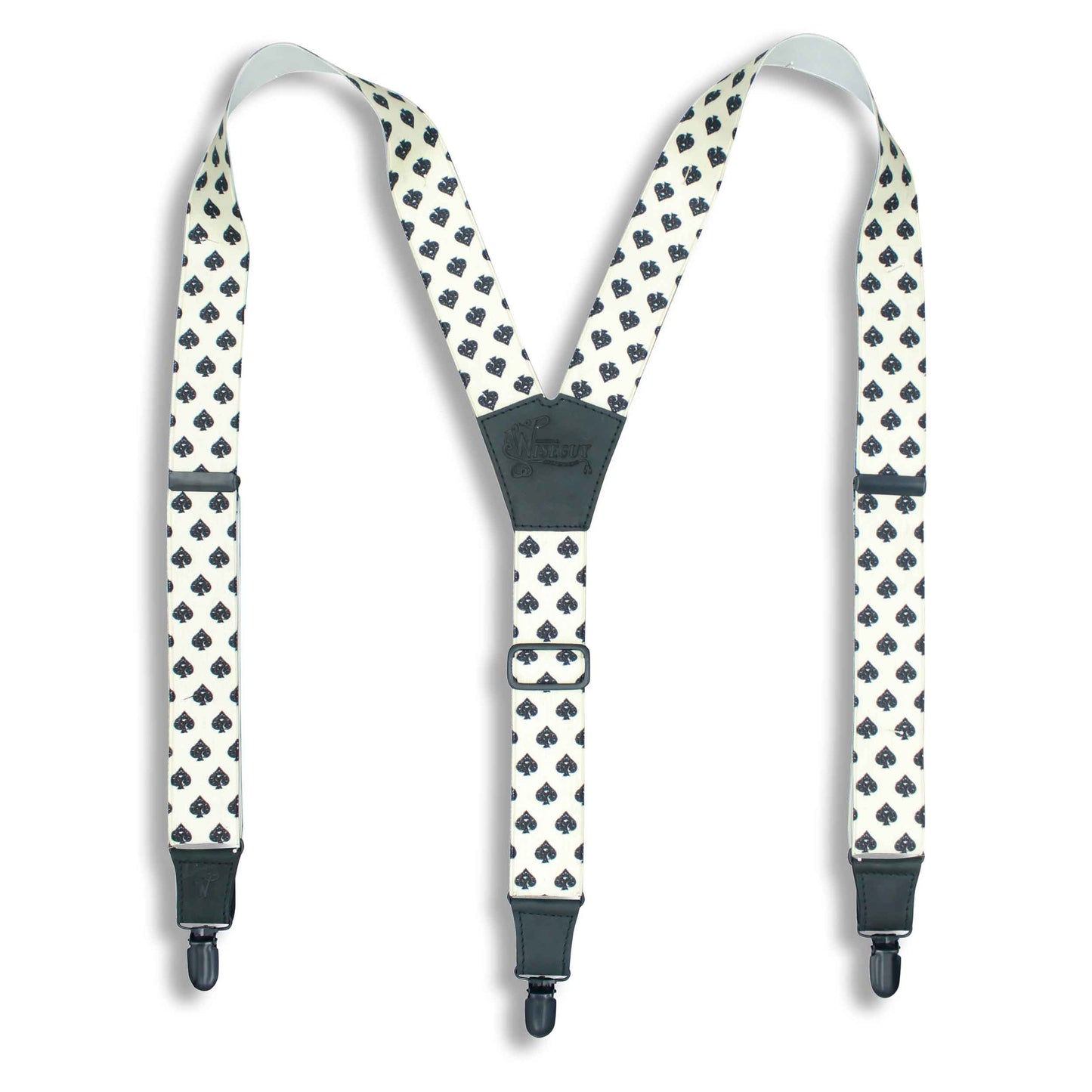 Spades All Black Suspenders wide straps (1.36 inch/ 3.5 cm) - Wiseguy Suspenders