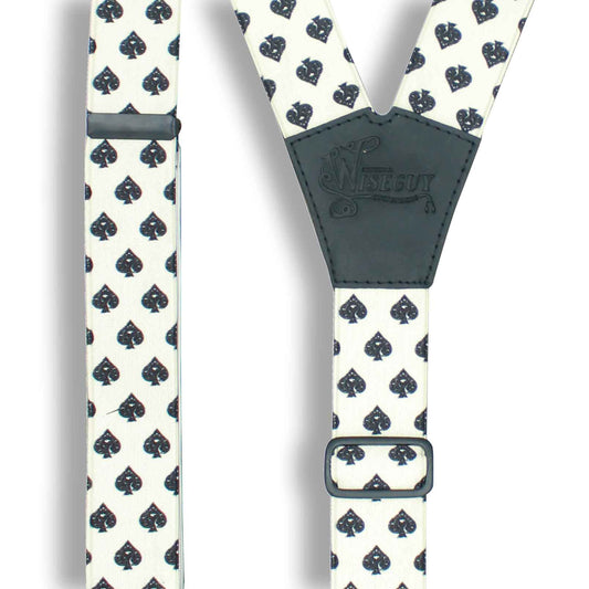 Spades All Black Suspenders wide straps (1.36 inch/ 3.5 cm) - Wiseguy Suspenders