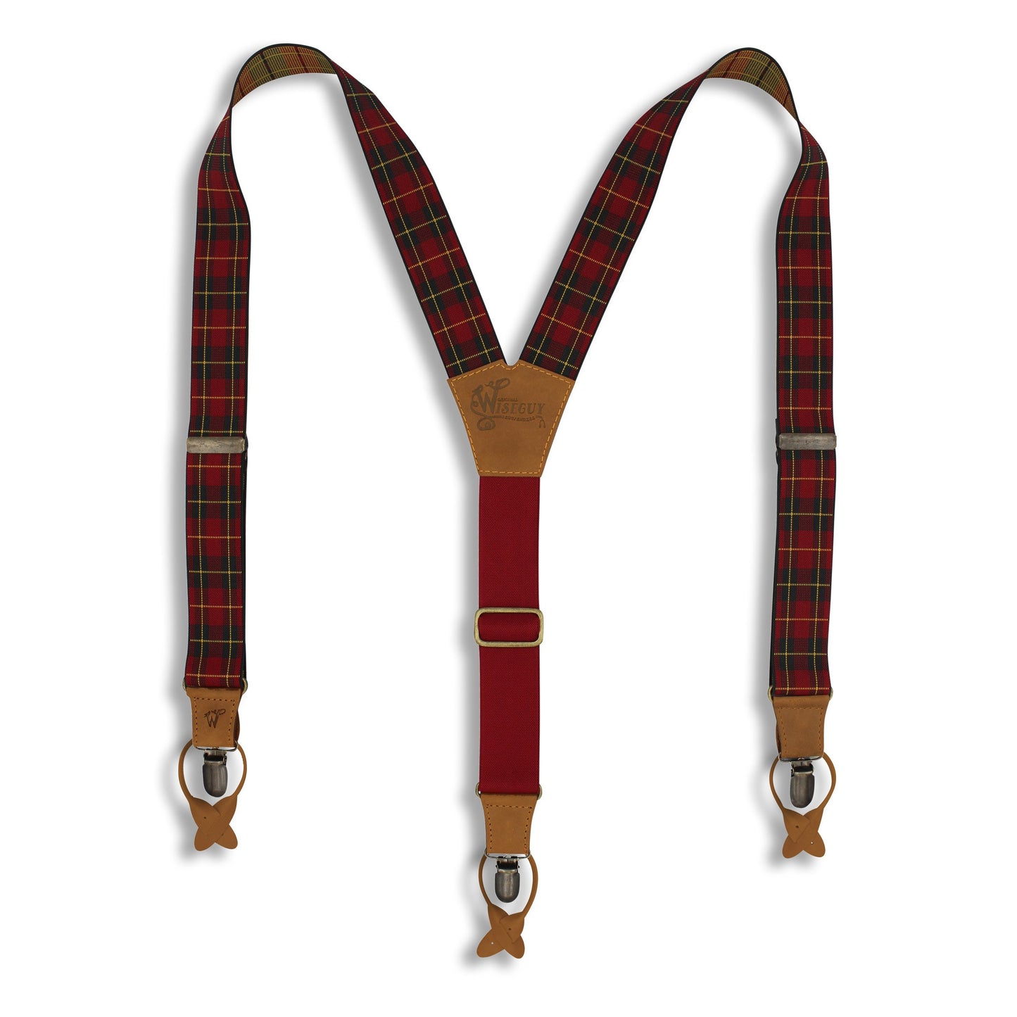 Tartan Red-green-yellow Suspenders wide straps (1.36 inch/ 3.5cm) - Wiseguy Suspenders