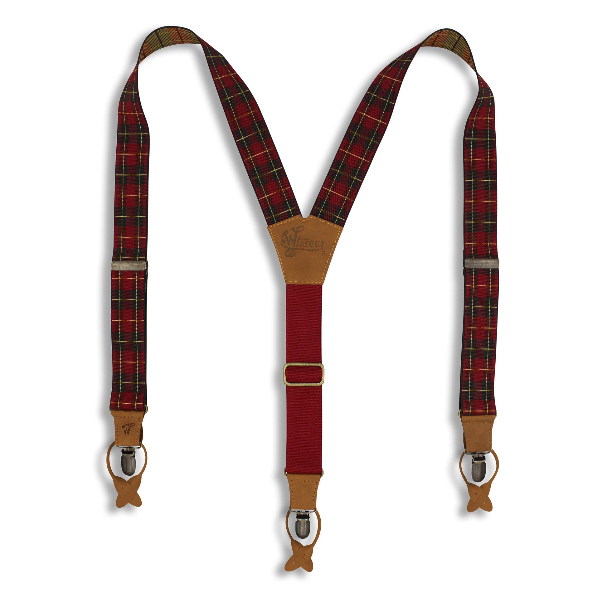 Tartan Red-green-yellow Suspenders wide straps (1.36 inch/ 3.5cm) - Wiseguy Suspenders