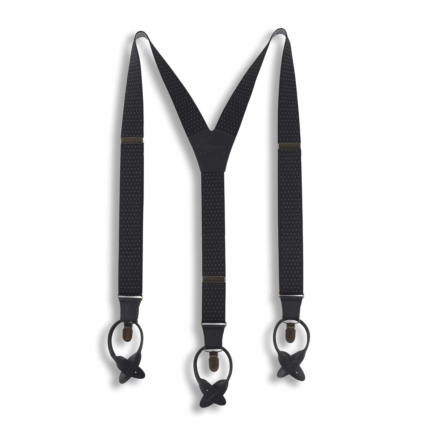 The Banker Formal Suit Suspenders 1.3" wide with Black leather parts - Wiseguy Suspenders