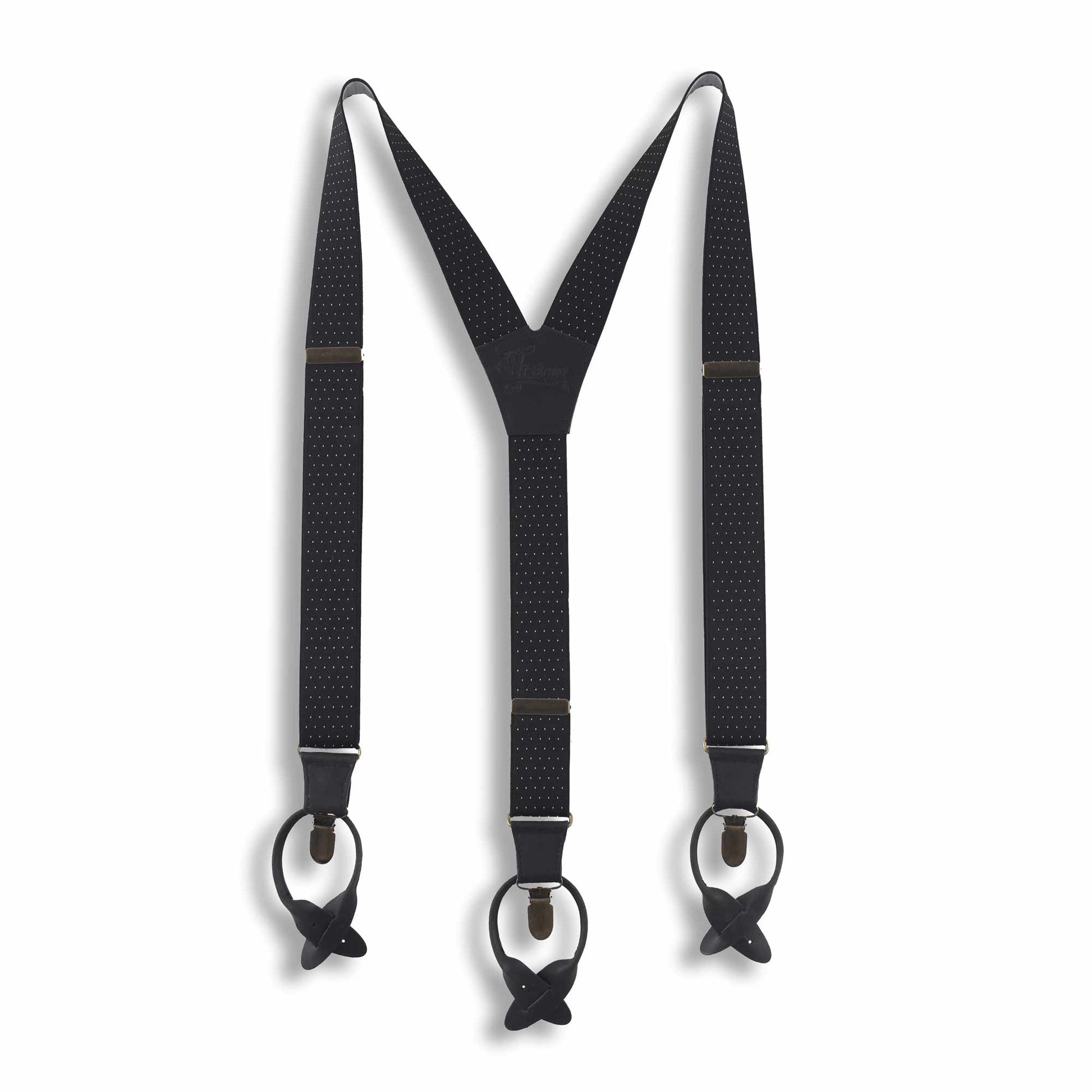 The Banker Formal Suit Suspenders 1.3" wide with Black leather parts - Wiseguy Suspenders