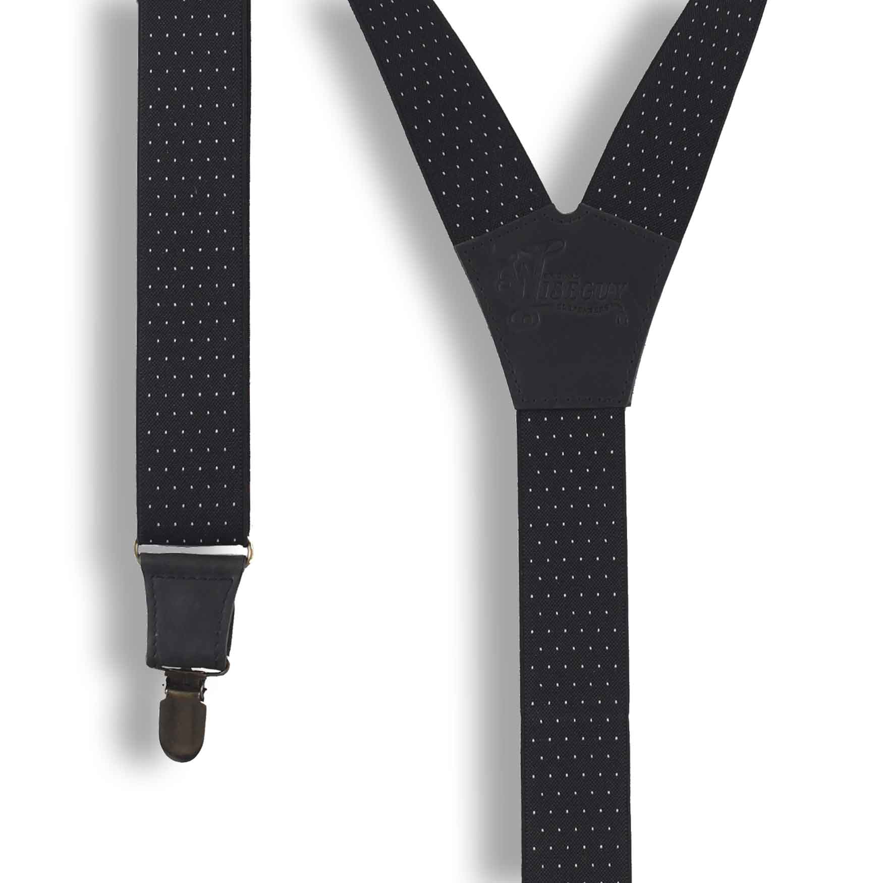 The Banker Formal Suit Suspenders 1.3" wide with Black leather parts - Wiseguy Suspenders