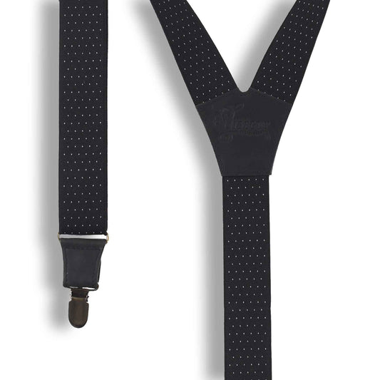 The Banker Formal Suit Suspenders 1.3" wide with Black leather parts - Wiseguy Suspenders