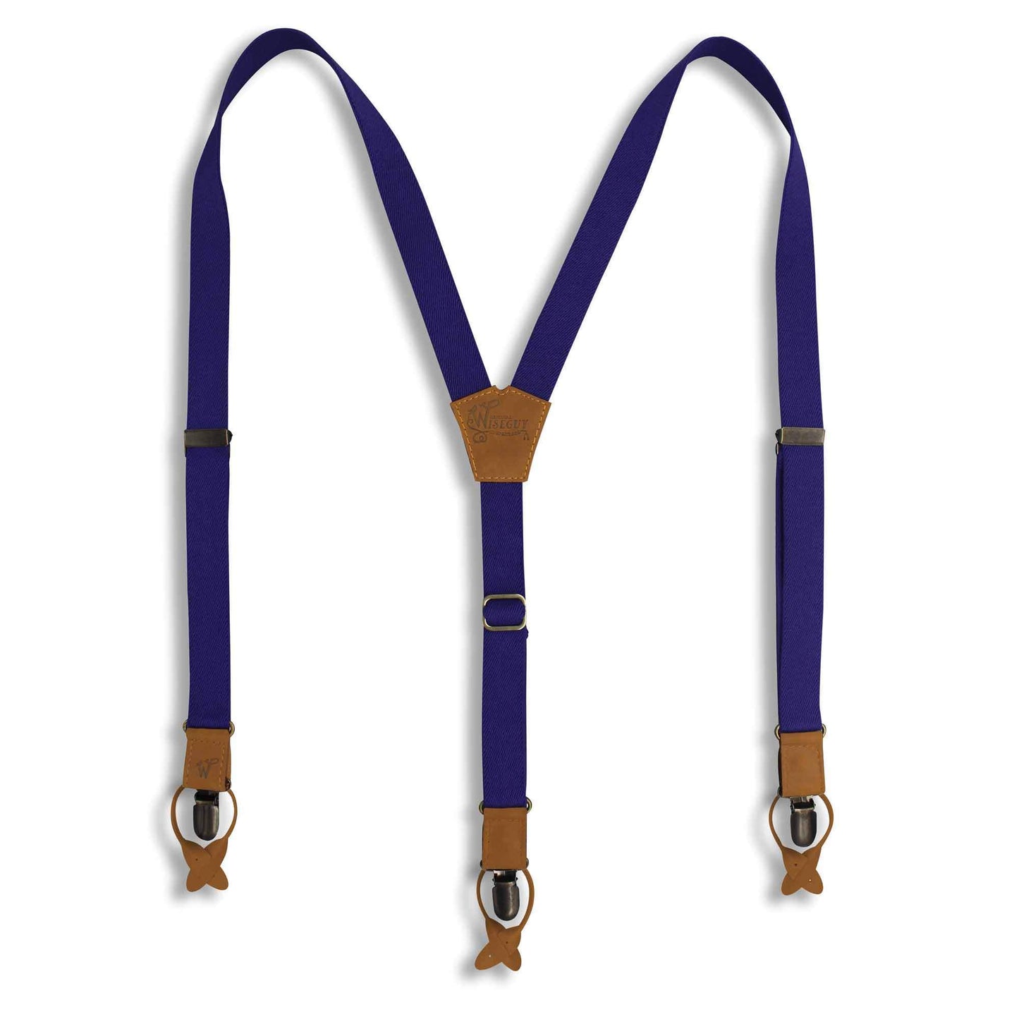 The Colour Purple on Camel Brown Suspenders & Brass slim straps (1 inch/2.5 cm) - Wiseguy Suspenders
