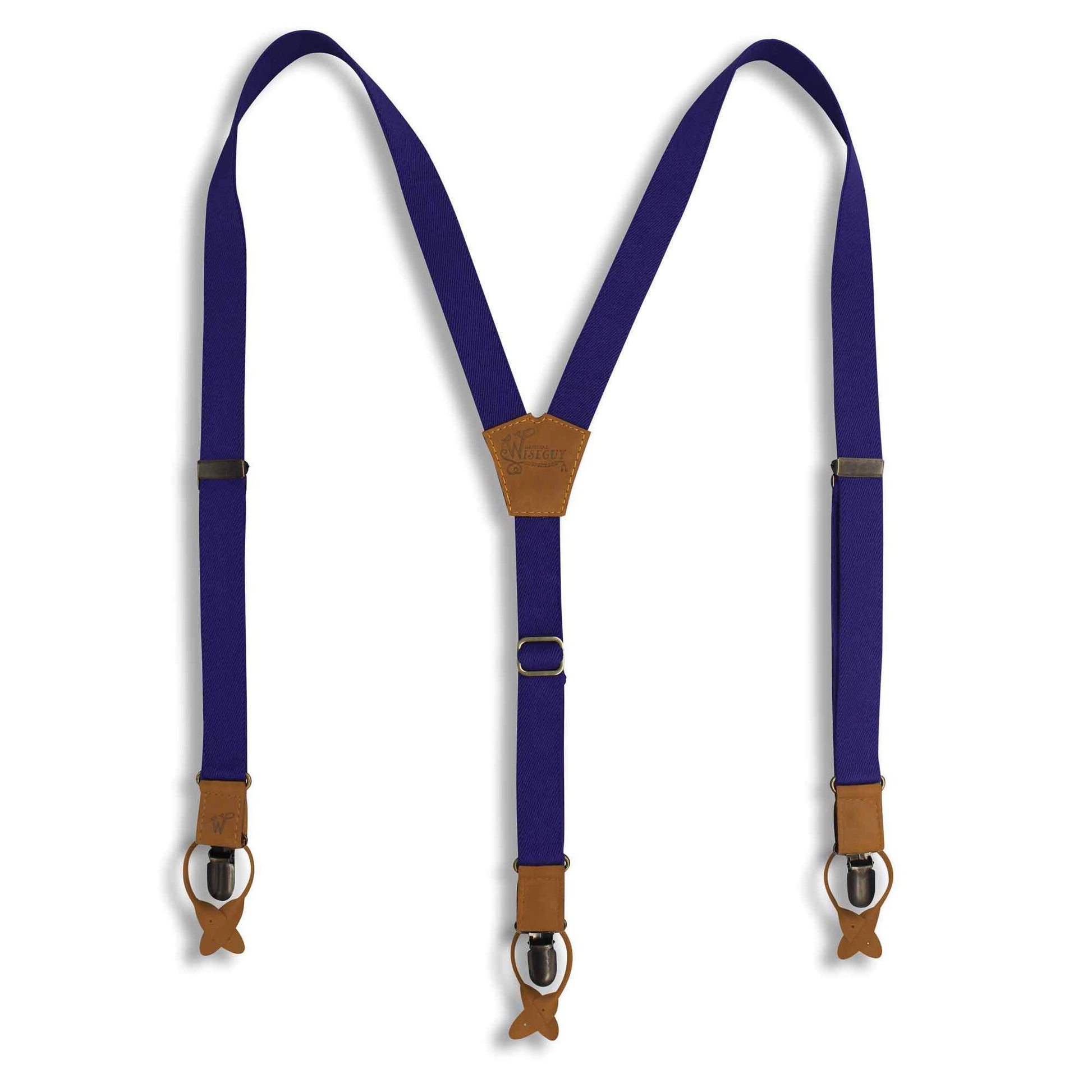 The Colour Purple on Camel Brown Suspenders & Brass slim straps (1 inch/2.5 cm) - Wiseguy Suspenders