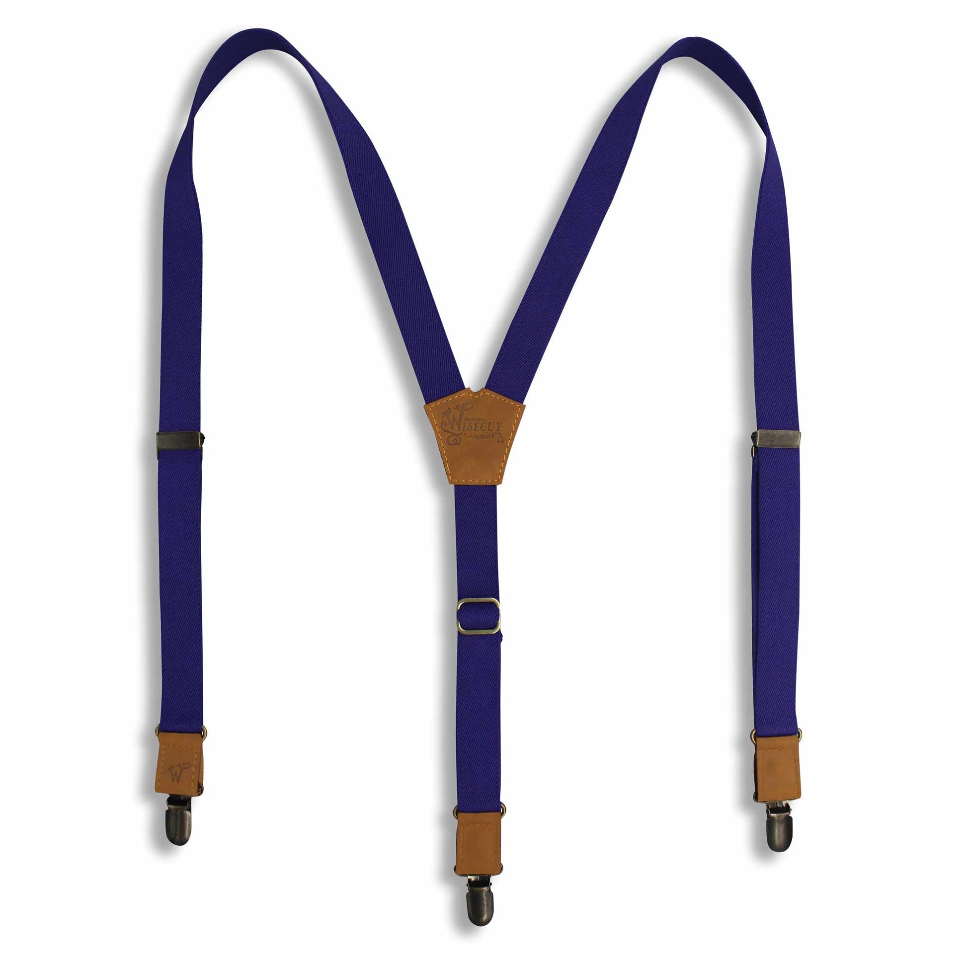 The Colour Purple on Camel Brown Suspenders & Brass slim straps (1 inch/2.5 cm) - Wiseguy Suspenders