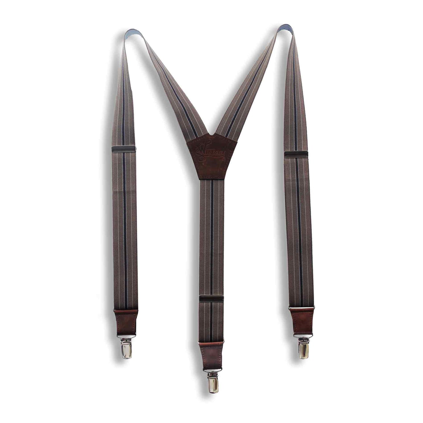 The Doctor Coffee Brown striped men's Suspenders 1.3 inch - Wiseguy Suspenders