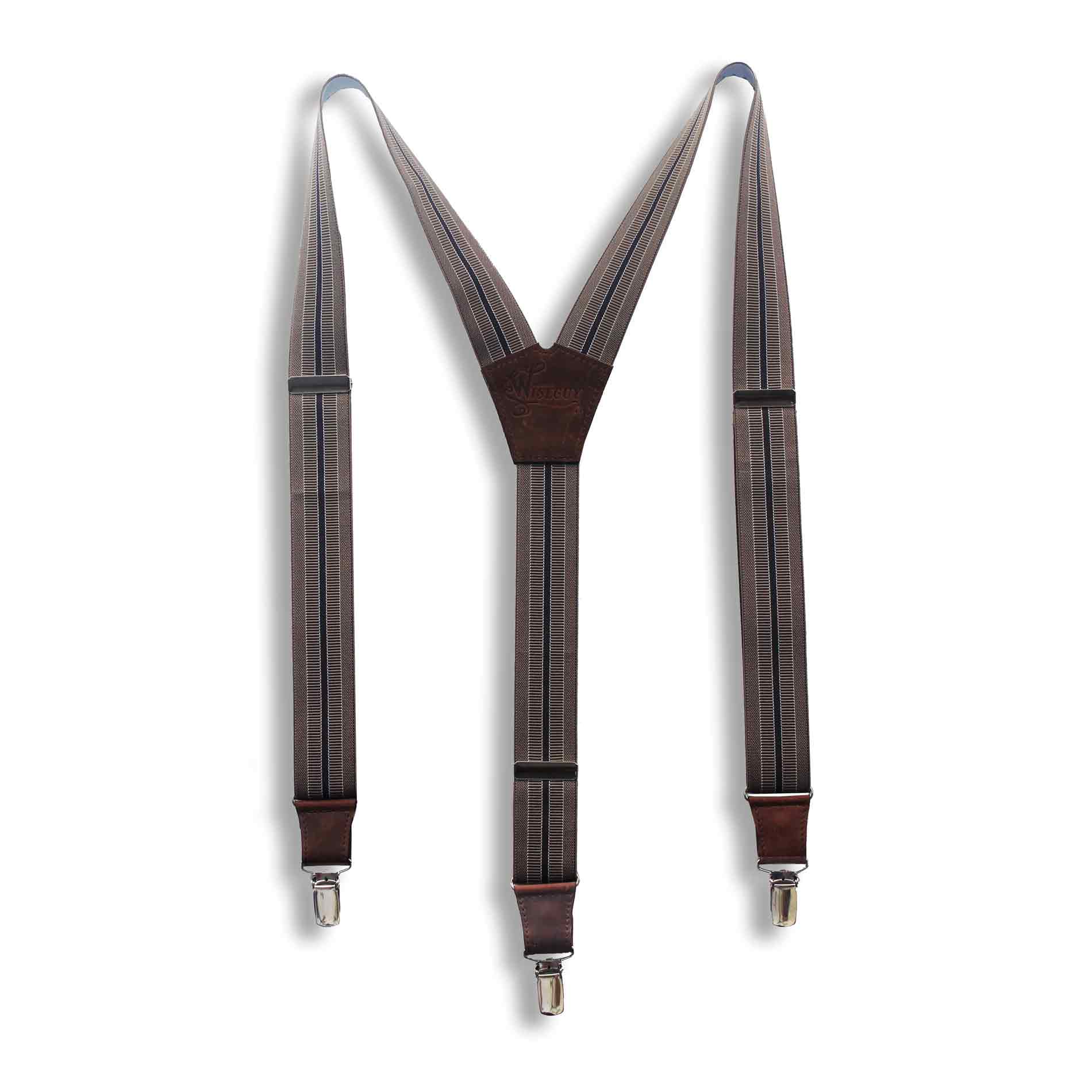 The Doctor Coffee Brown striped men's Suspenders 1.3 inch - Wiseguy Suspenders