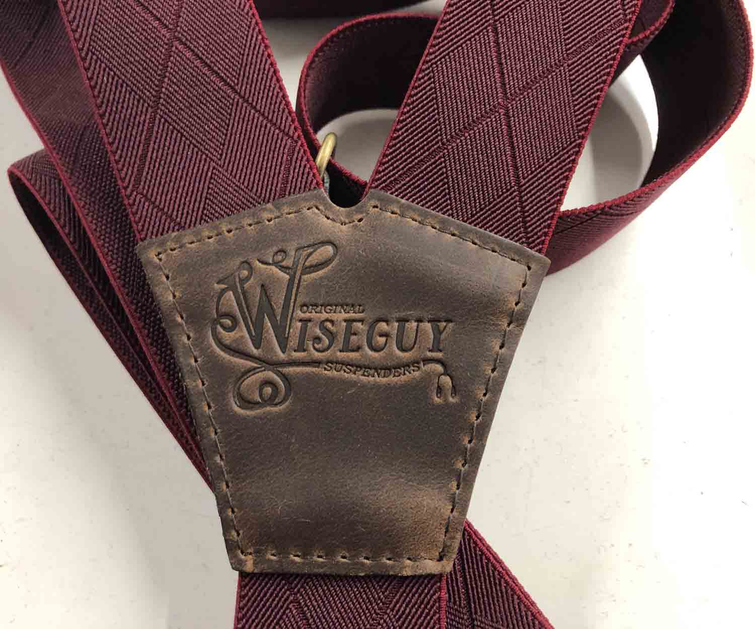 Burgundy with Checkered Woven Pattern formal mens Suspenders 1.3 inch - Wiseguy Suspenders