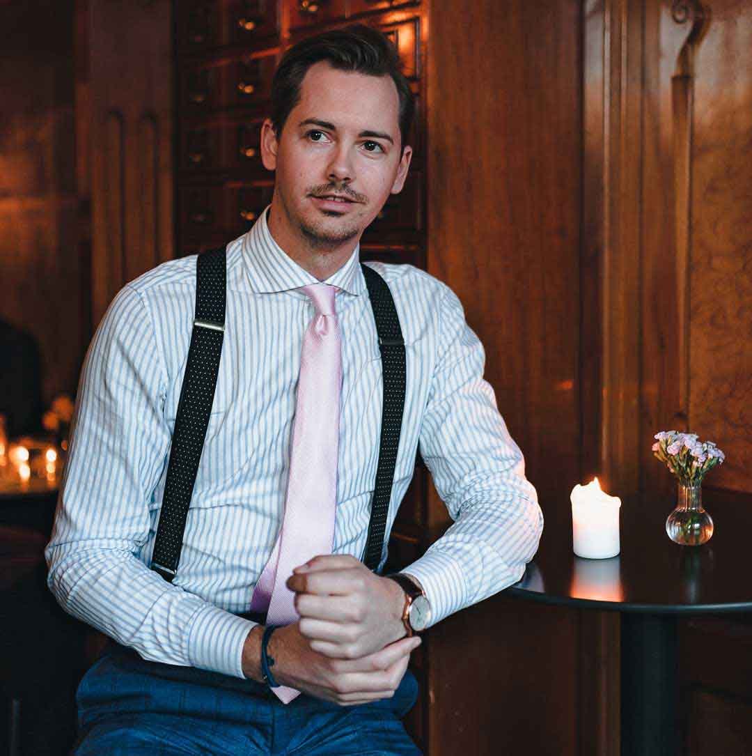 The Banker Formal Suit Suspenders 1.3" wide with Black leather parts - Wiseguy Suspenders